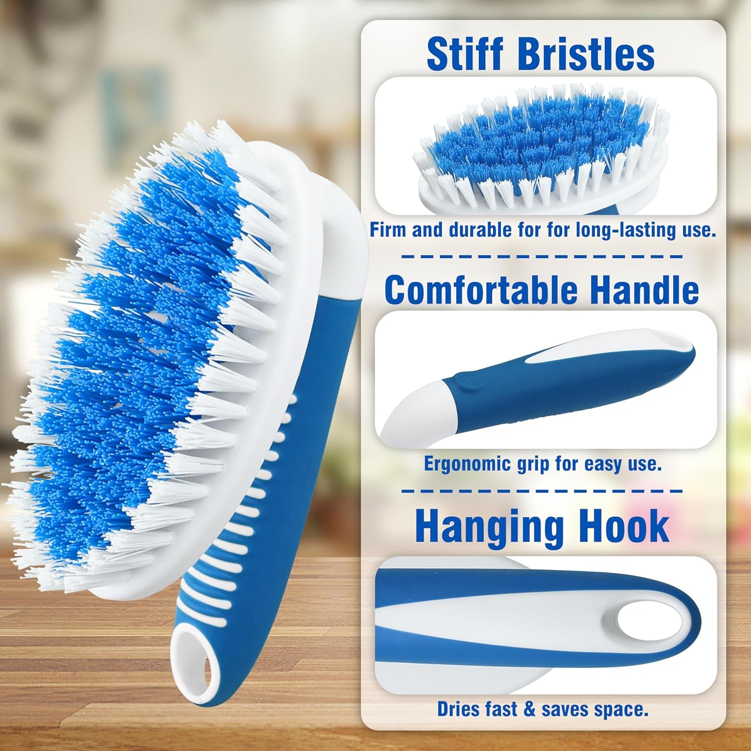 Scrub Brush, 2 Pack Household Cleaning Brushes with Stiff Bristles, Scrubbing Brush for Carpet, Shower, Bathtub, Kitchen, Pool Tile, Bathroom Scrubber, Small